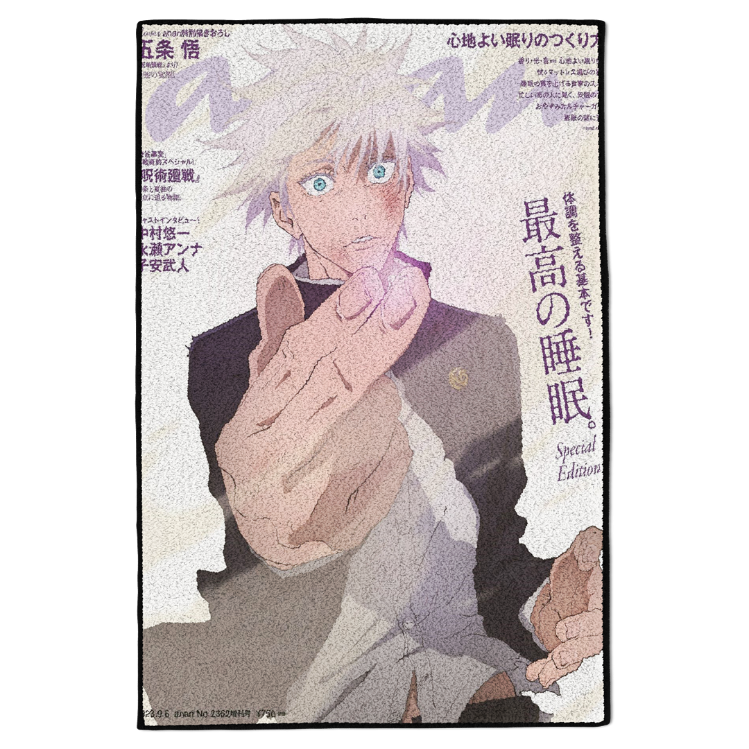 White Gojo Anime Cover Rug