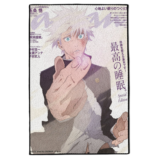 White Gojo Anime Cover Rug