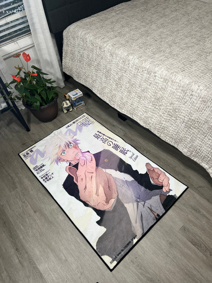 White Gojo Anime Cover Rug